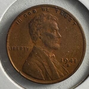 1941 S Lincoln Wheat Cent Penny San Francisco Mint US Coin WWII Era Copper 0214